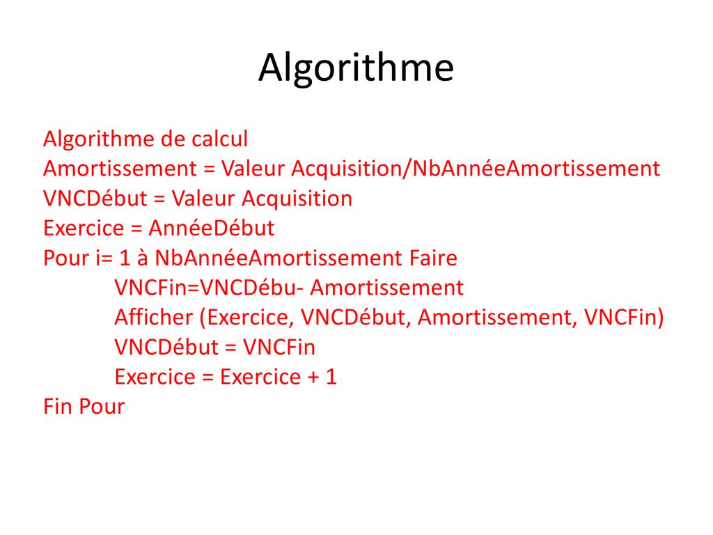 TABLEAU DAMORTISSEMENT ppt télécharger